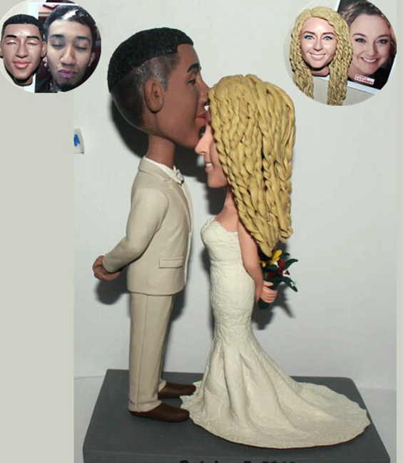 Customised wedding cake toppers Kissing